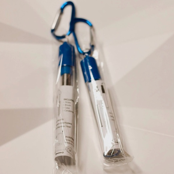 New Stainless Steel Collapsible Reusable Straws - Set of 2 - Picture 2 of 7